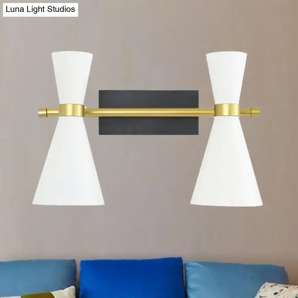 Contemporary white & gold adjustable arm wall sconce bedroom light