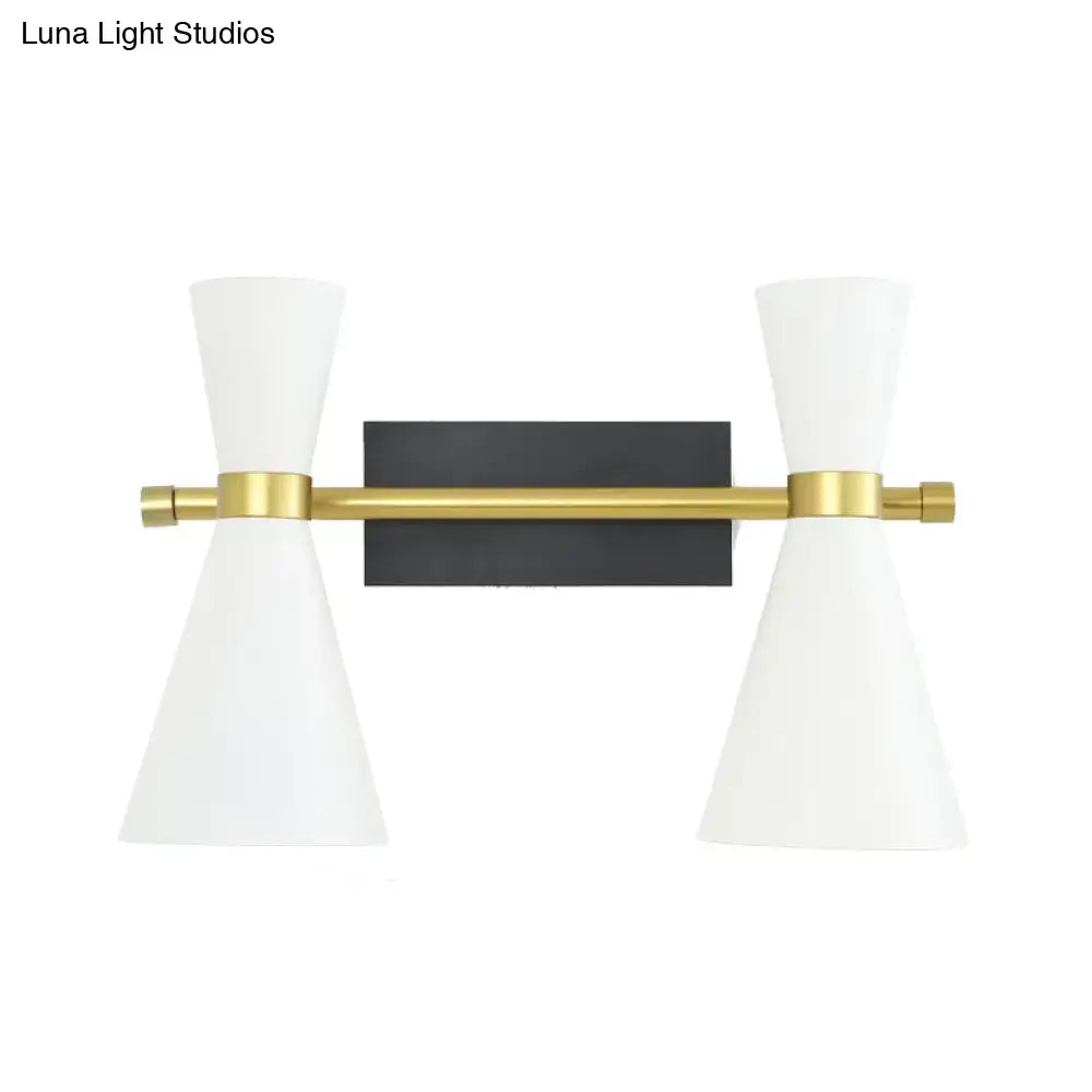 Contemporary white & gold adjustable arm wall sconce bedroom light