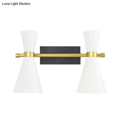 Contemporary white & gold adjustable arm wall sconce bedroom light