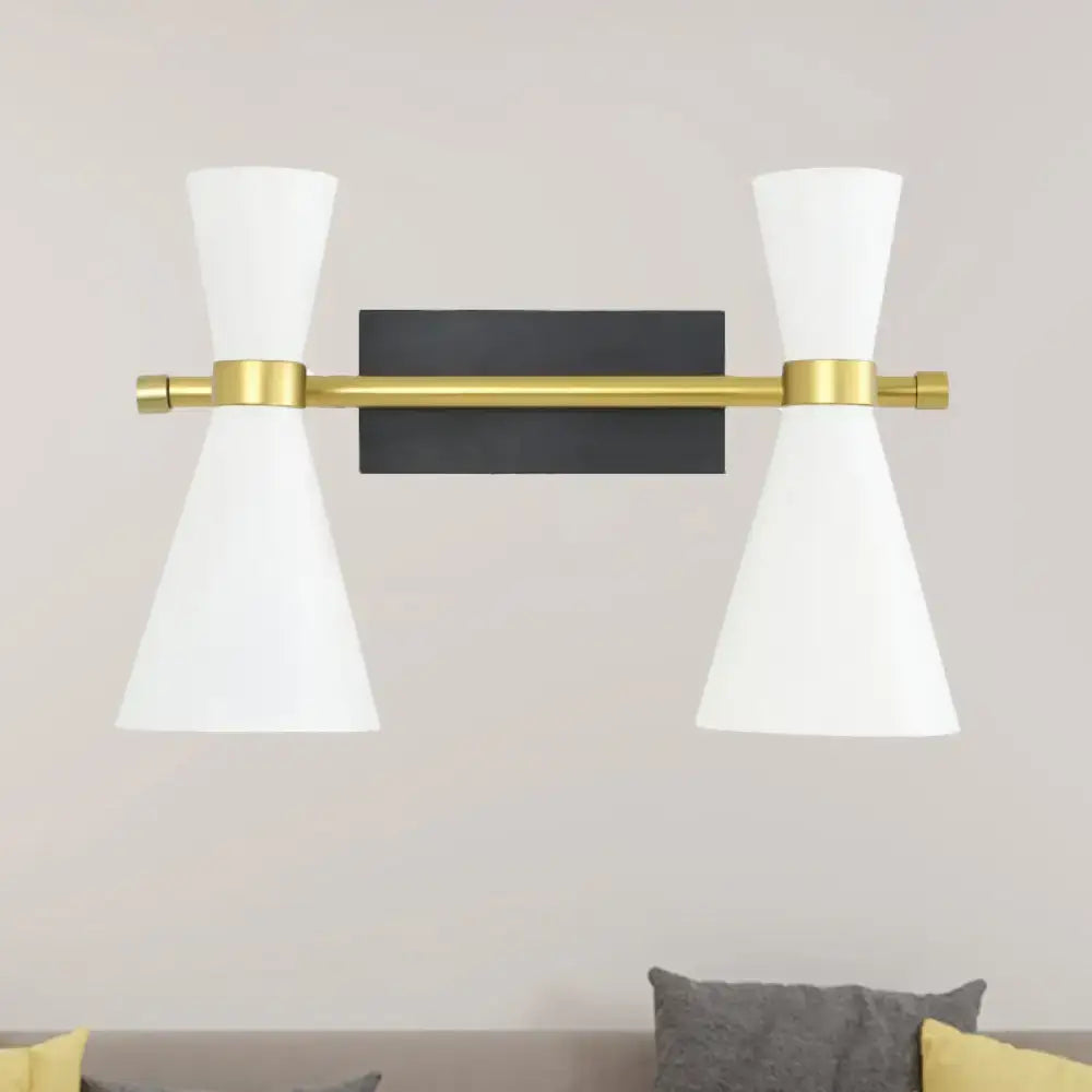 Contemporary white & gold adjustable arm wall sconce bedroom light