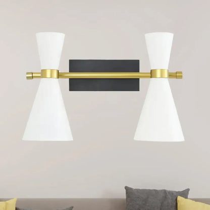Contemporary white & gold adjustable arm wall sconce bedroom light