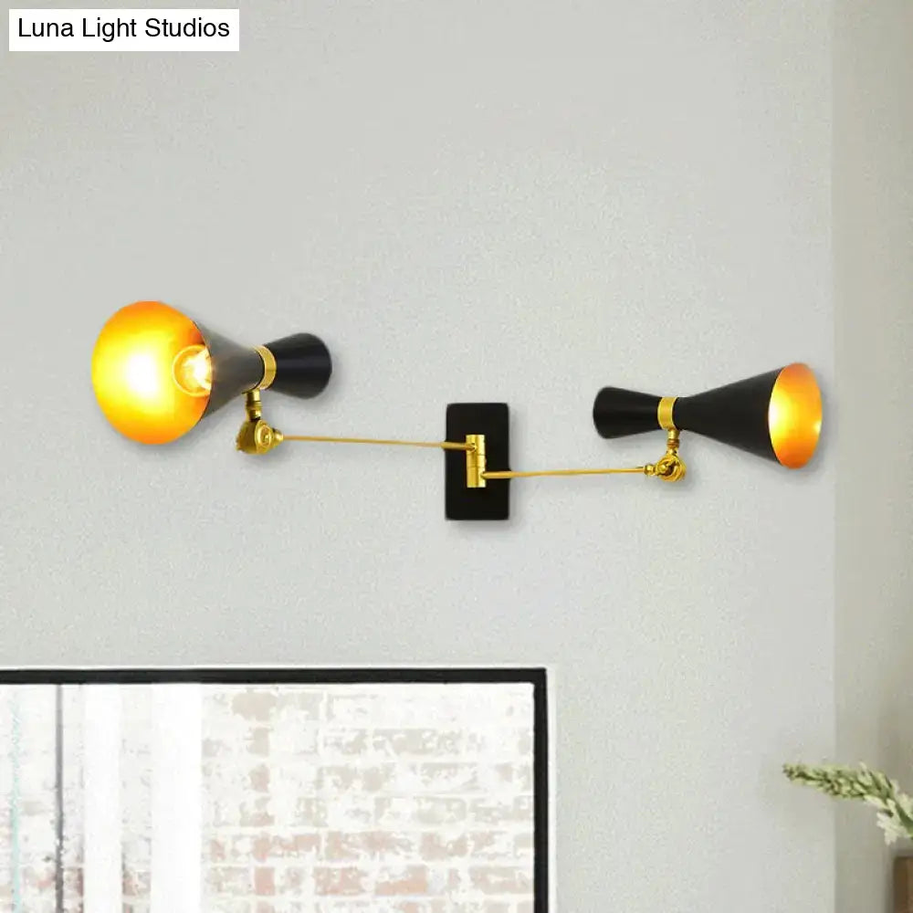 Contemporary white & gold adjustable arm wall sconce bedroom light