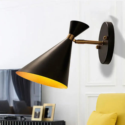 Contemporary white & gold adjustable arm wall sconce bedroom light