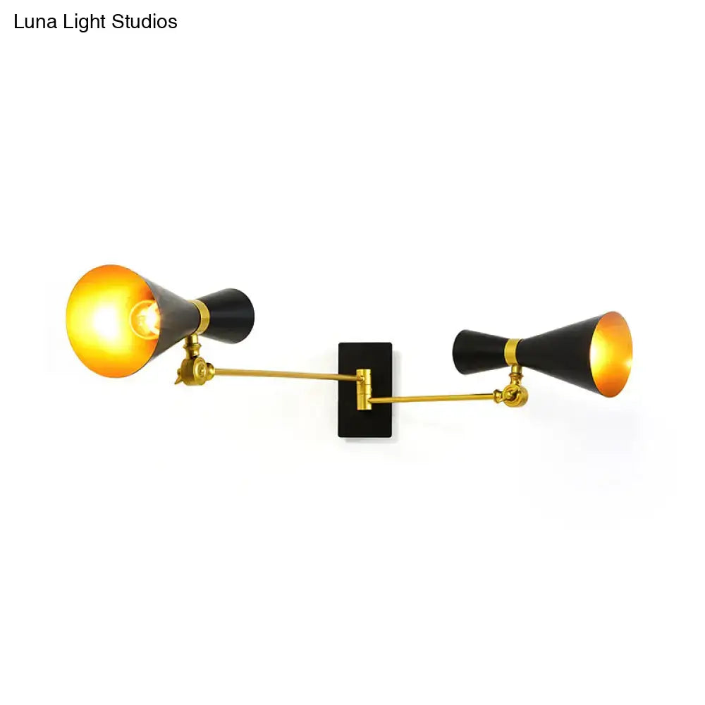 Contemporary white & gold adjustable arm wall sconce bedroom light