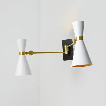 Contemporary white & gold adjustable arm wall sconce bedroom light