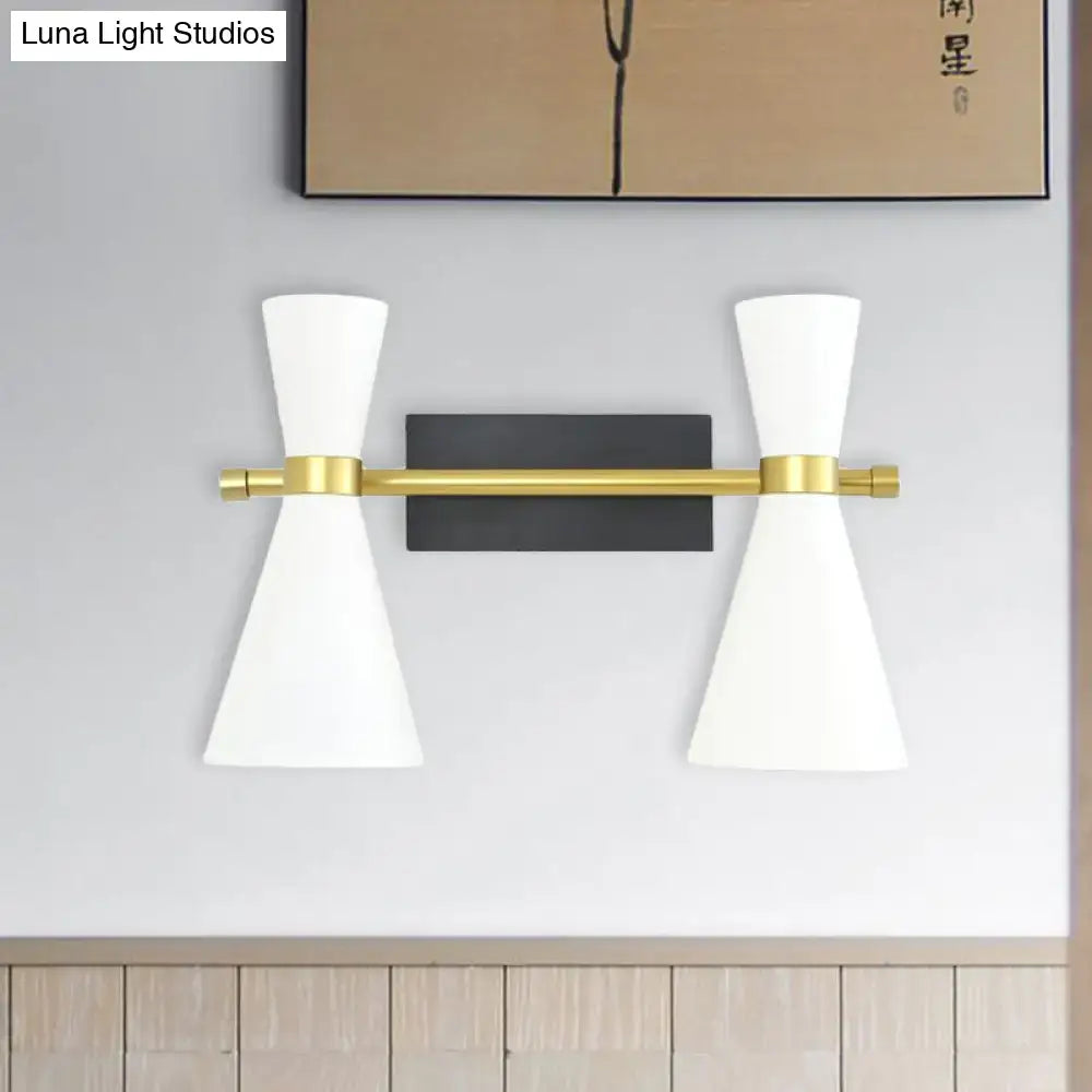 Contemporary white & gold adjustable arm wall sconce bedroom light