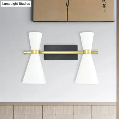 Contemporary white & gold adjustable arm wall sconce bedroom light