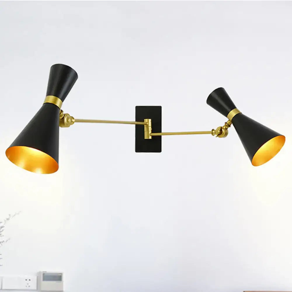 Contemporary white & gold adjustable arm wall sconce bedroom light