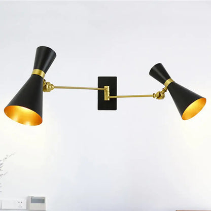 Contemporary white & gold adjustable arm wall sconce bedroom light