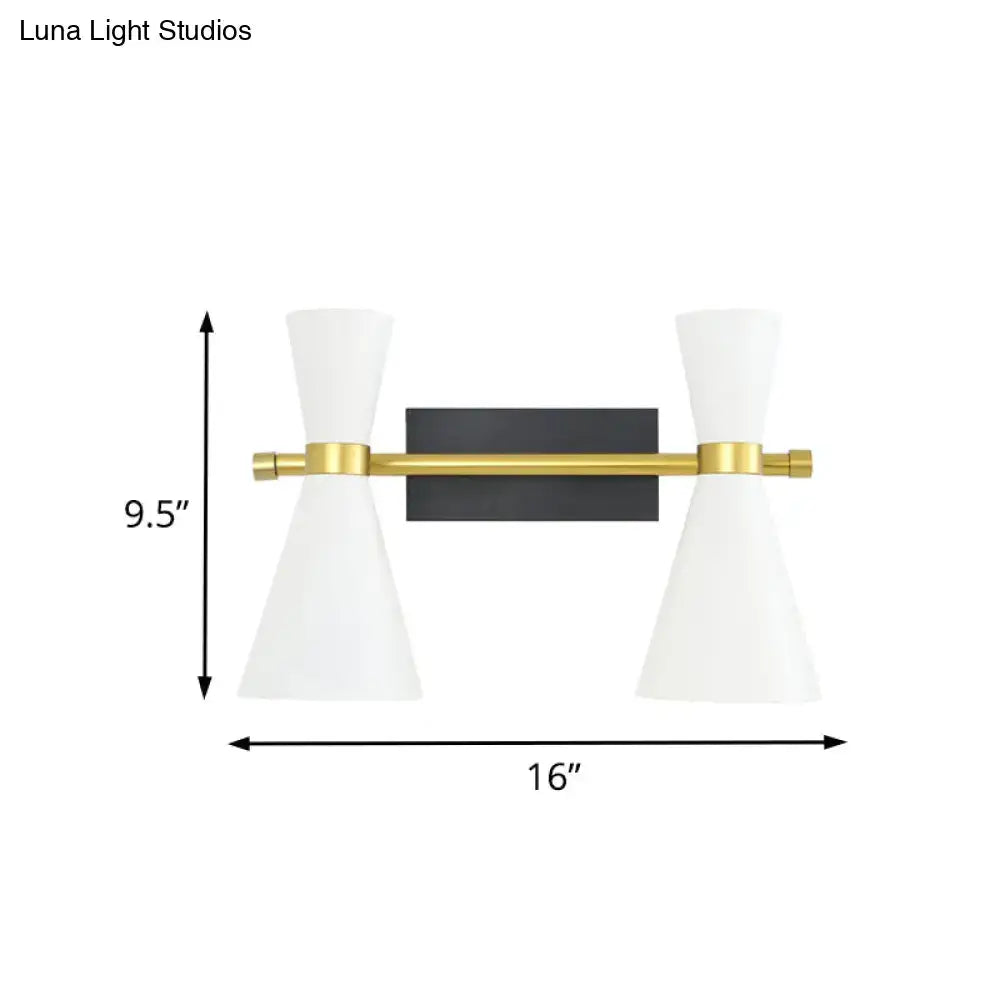 Contemporary white & gold adjustable arm wall sconce bedroom light