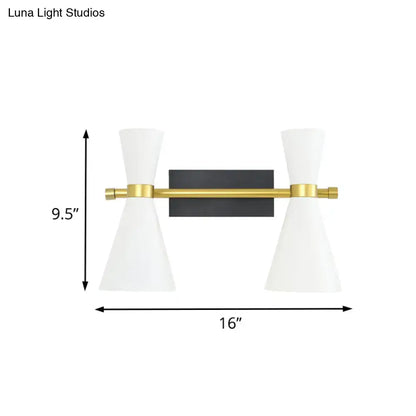 Contemporary white & gold adjustable arm wall sconce bedroom light