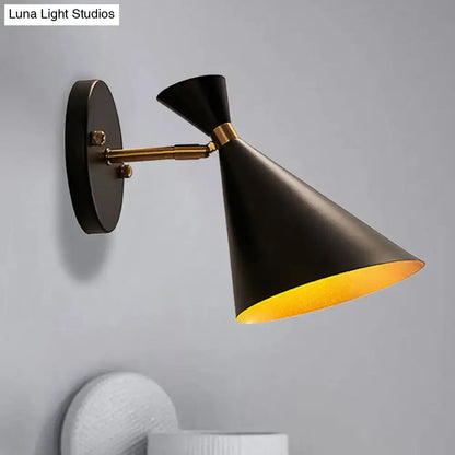 Contemporary white & gold adjustable arm wall sconce bedroom light