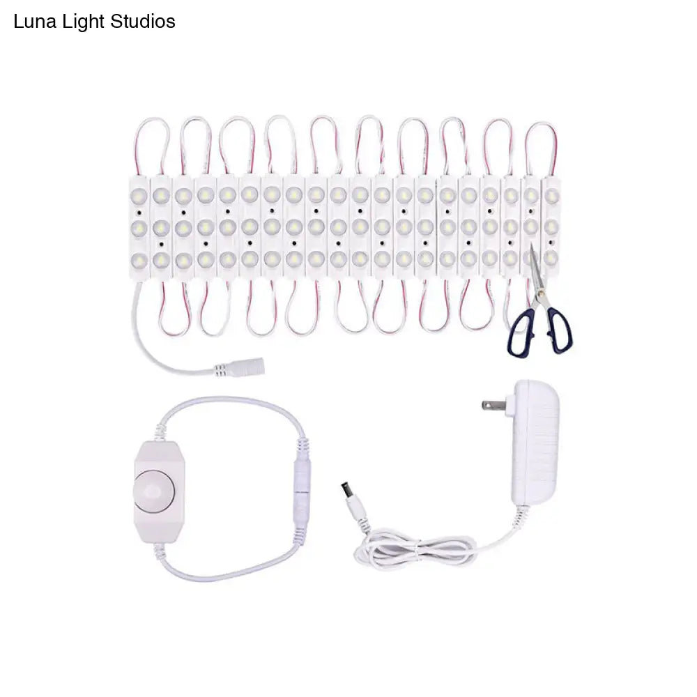 DecorBites™ Contemporary White LED Vanity Strip Light: Plastic Linear Make-Up Lighting for Dressing Room