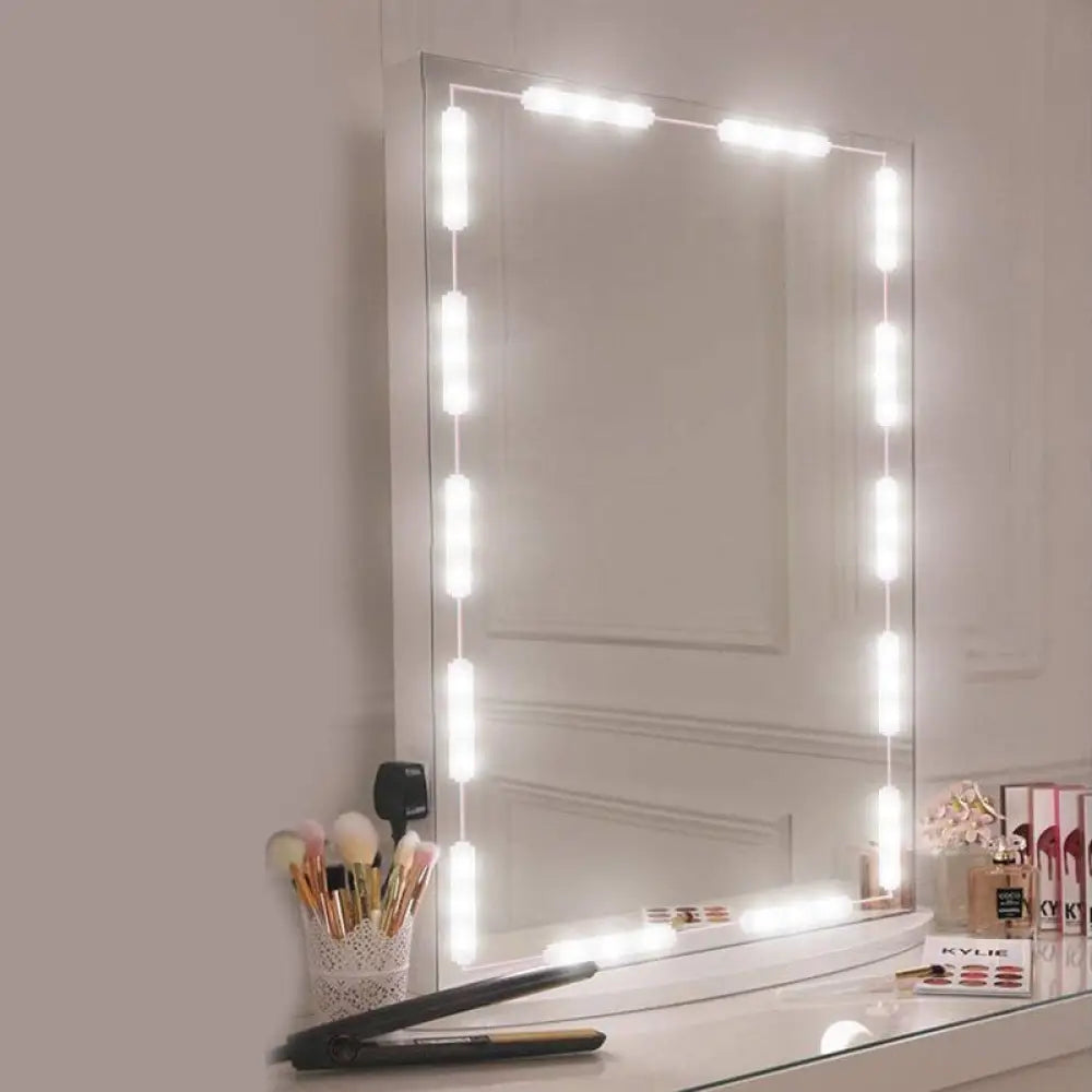 DecorBites™ Contemporary White LED Vanity Strip Light: Plastic Linear Make-Up Lighting for Dressing Room