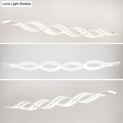 DecorBites™ Contemporary White Metal LED Pendant Light for Dining Room Island - Wave Design