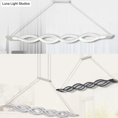 DecorBites™ Contemporary White Metal LED Pendant Light for Dining Room Island - Wave Design