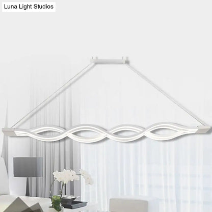 DecorBites™ Contemporary White Metal LED Pendant Light for Dining Room Island - Wave Design