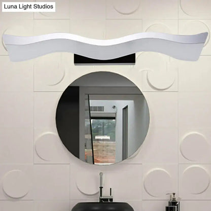 Contemporary white wave led wall mounted light bathroom sconce
