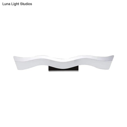 Contemporary white wave led wall mounted light bathroom sconce
