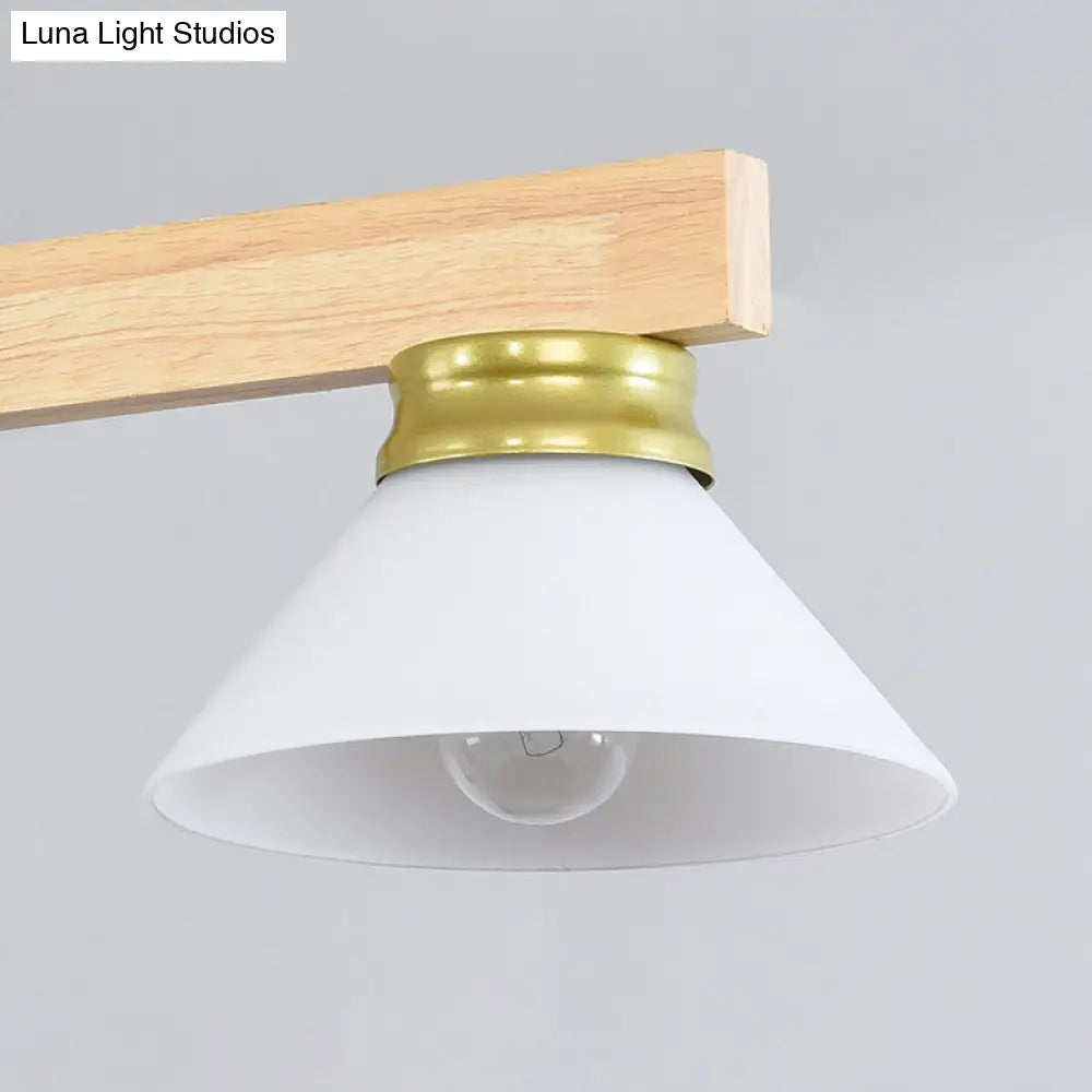 DecorBites™ Contemporary Wood Linear Island Ceiling Light - 3 Head Dining Room Hanging Lamp Kit with Gold/Black Rod