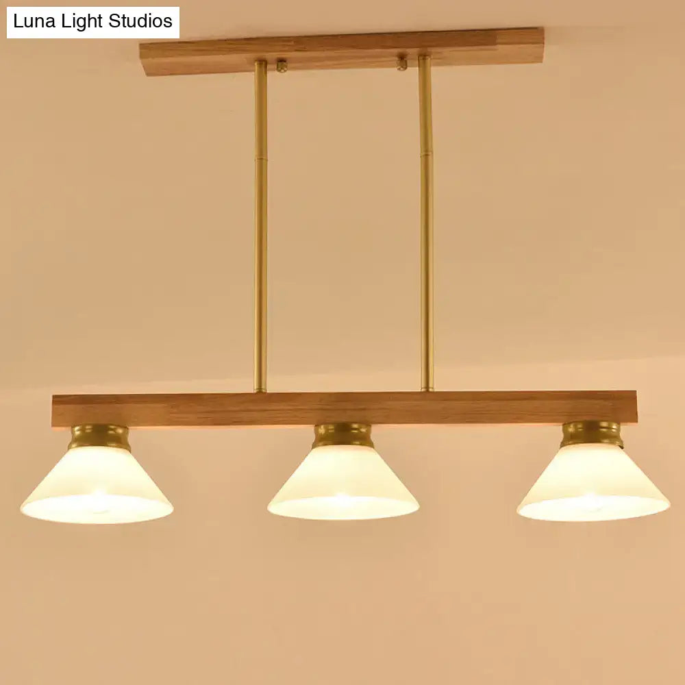 Contemporary wood linear island ceiling light dining room gold & black