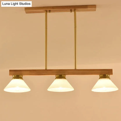 Contemporary wood linear island ceiling light dining room gold & black