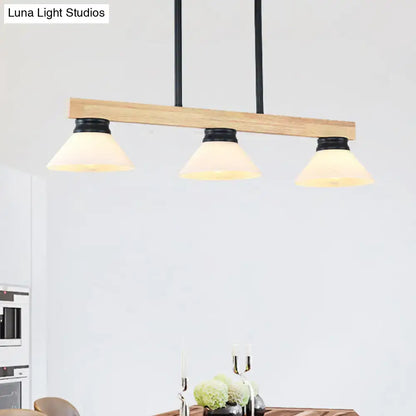Contemporary wood linear island ceiling light dining room gold & black