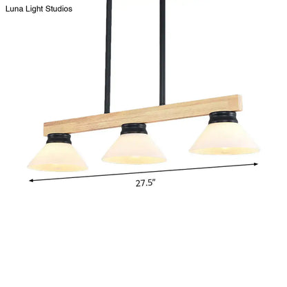 Contemporary wood linear island ceiling light dining room gold & black