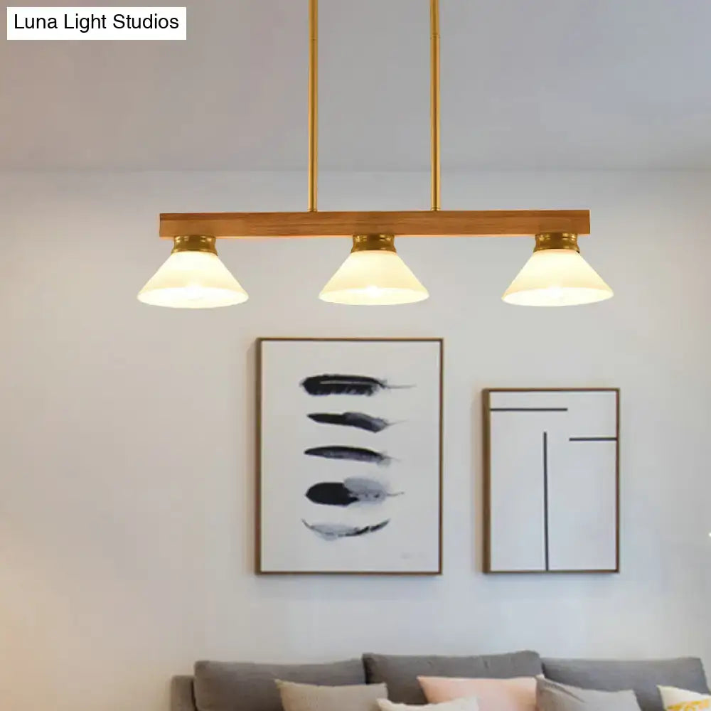 Contemporary wood linear island ceiling light dining room gold & black