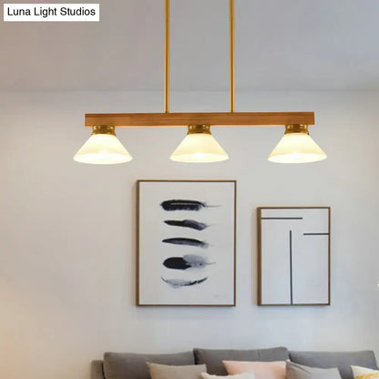 Contemporary wood linear island ceiling light dining room gold & black