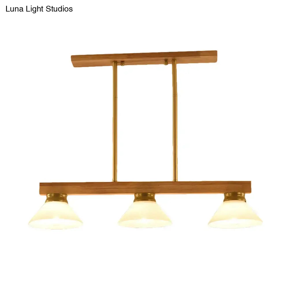 Contemporary wood linear island ceiling light dining room gold & black