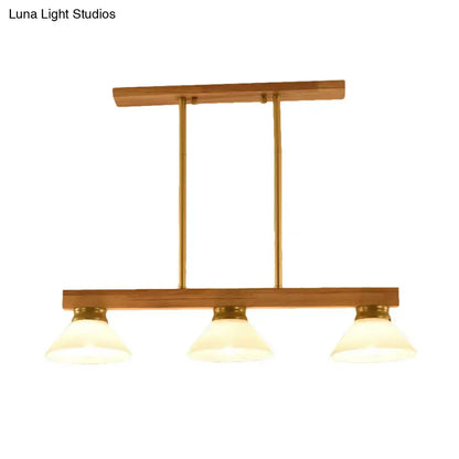 Contemporary wood linear island ceiling light dining room gold & black