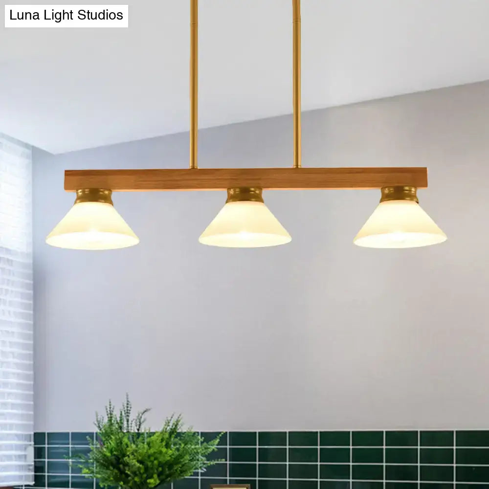 Contemporary wood linear island ceiling light dining room gold & black