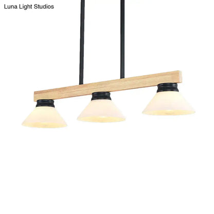 Contemporary wood linear island ceiling light dining room gold & black