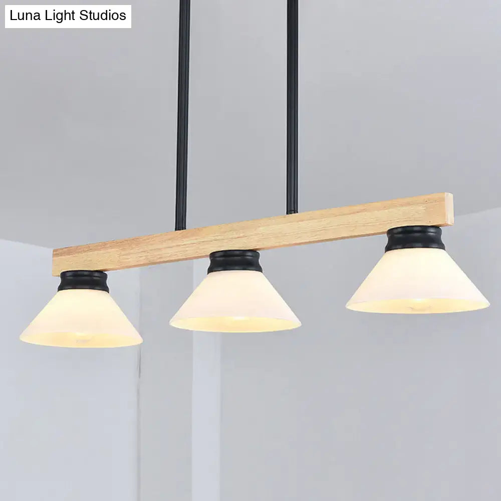 Contemporary wood linear island ceiling light dining room gold & black