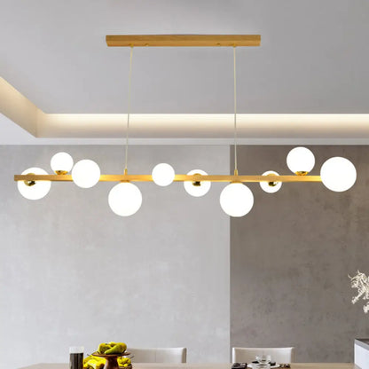DecorBites™ Contemporary Wood Pendant with Glass Globe Shade for Dining Room