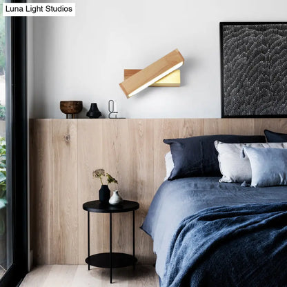 DecorBites™ Contemporary Wood Wall Sconce with Acrylic Shade - Single-Bulb Lighting for Corridors
