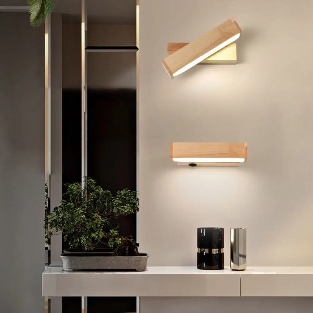 DecorBites™ Contemporary Wood Wall Sconce with Acrylic Shade - Single-Bulb Lighting for Corridors