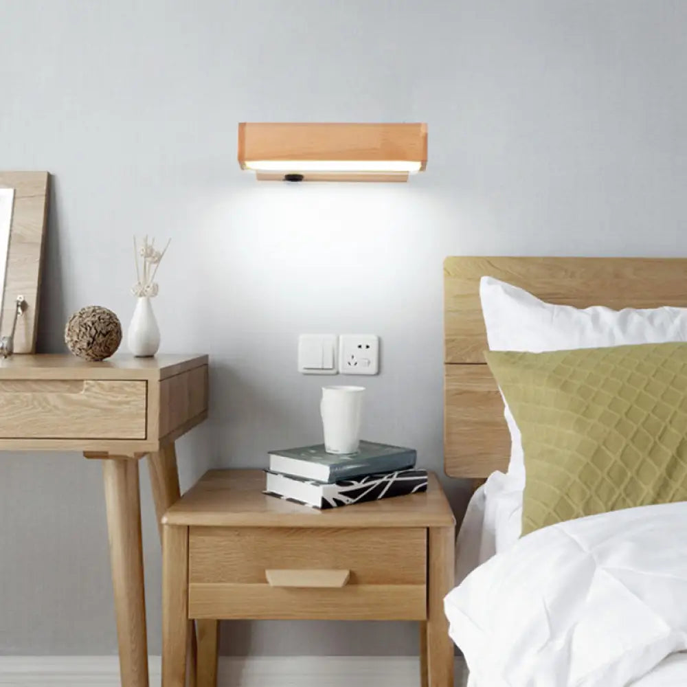 DecorBites™ Contemporary Wood Wall Sconce with Acrylic Shade - Single-Bulb Lighting for Corridors