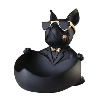 Cool black resin bulldog storage box living room figurine decor