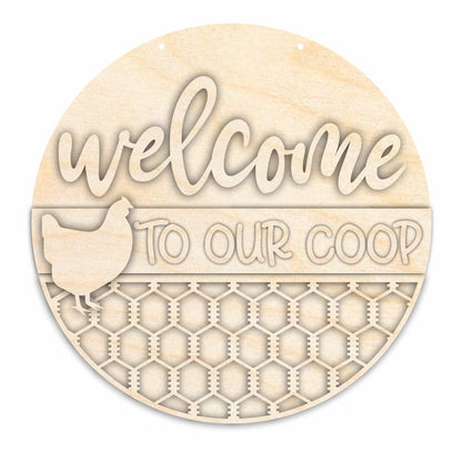 Unfinished Wood Chicken Coop Door Sign Kit | Wood Craft Cutouts | 1/4" Thick |