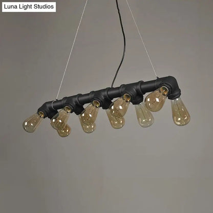 DecorBites™ Copper and Black Industrial Kitchen Island Pendant Light with Symmetric Piping and 10 Bulbs