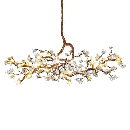 Copper branch pendant chandelier living room blossom led light
