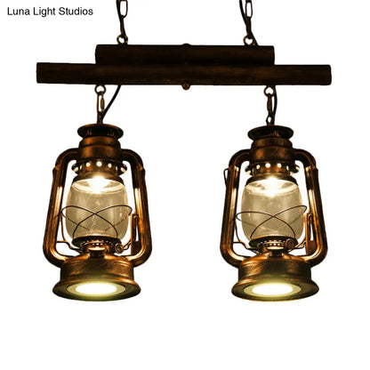 DecorBites™ Copper Lantern Island Light with Clear Glass - 2-Bulb Kitchen Hanging Fixture