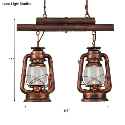 DecorBites™ Copper Lantern Island Light with Clear Glass - 2-Bulb Kitchen Hanging Fixture