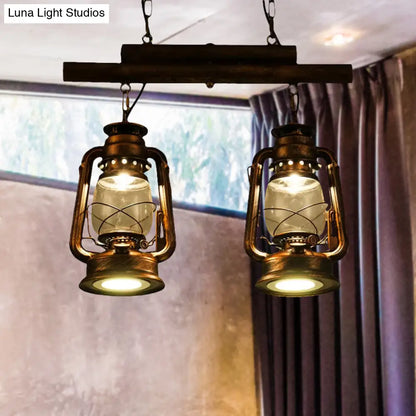 DecorBites™ Copper Lantern Island Light with Clear Glass - 2-Bulb Kitchen Hanging Fixture
