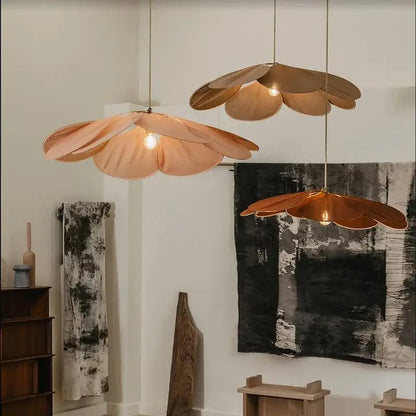 Copper petal fabric pendant light dining room colorful petal