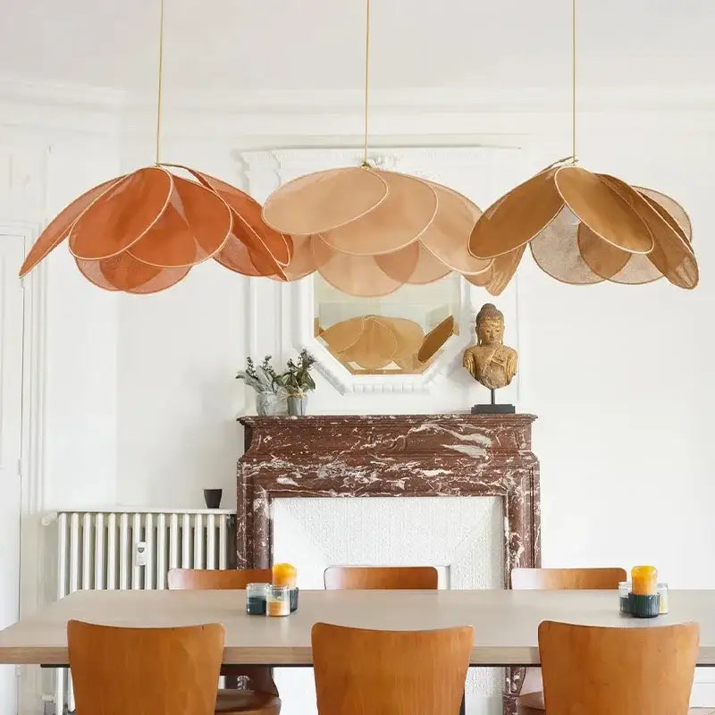 Copper petal fabric pendant light dining room colorful petal