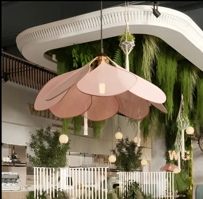 Copper petal fabric pendant light dining room colorful petal