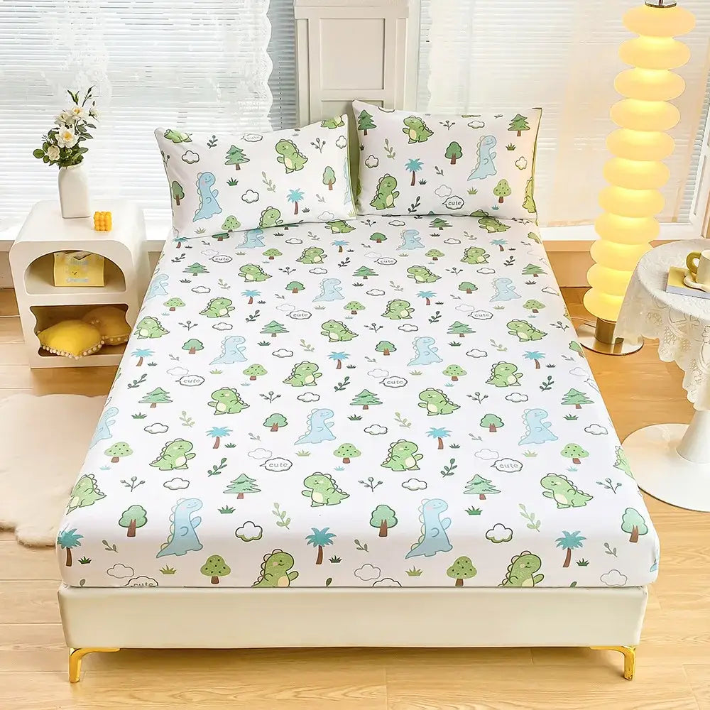 Coral and white geometric floral fitted sheet set bedroom bedding